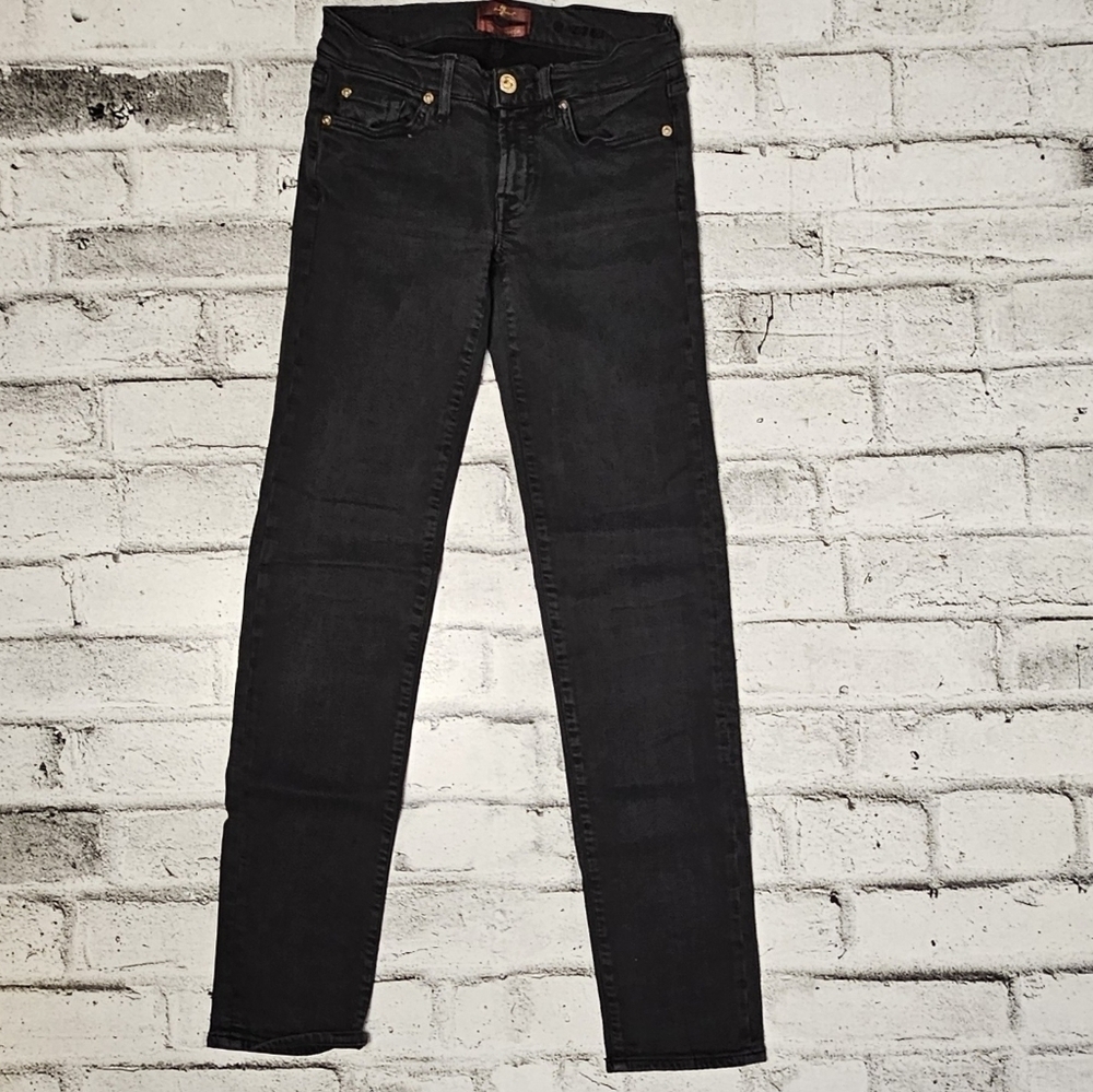 7 For All Mankind Black Skinny Jeans Women’s 28 | Premium Stretch Denim